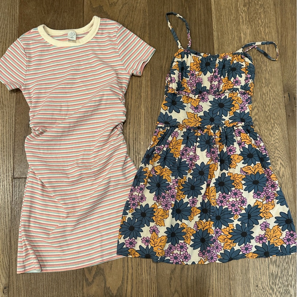 Floral and Striped Kids Dress Set